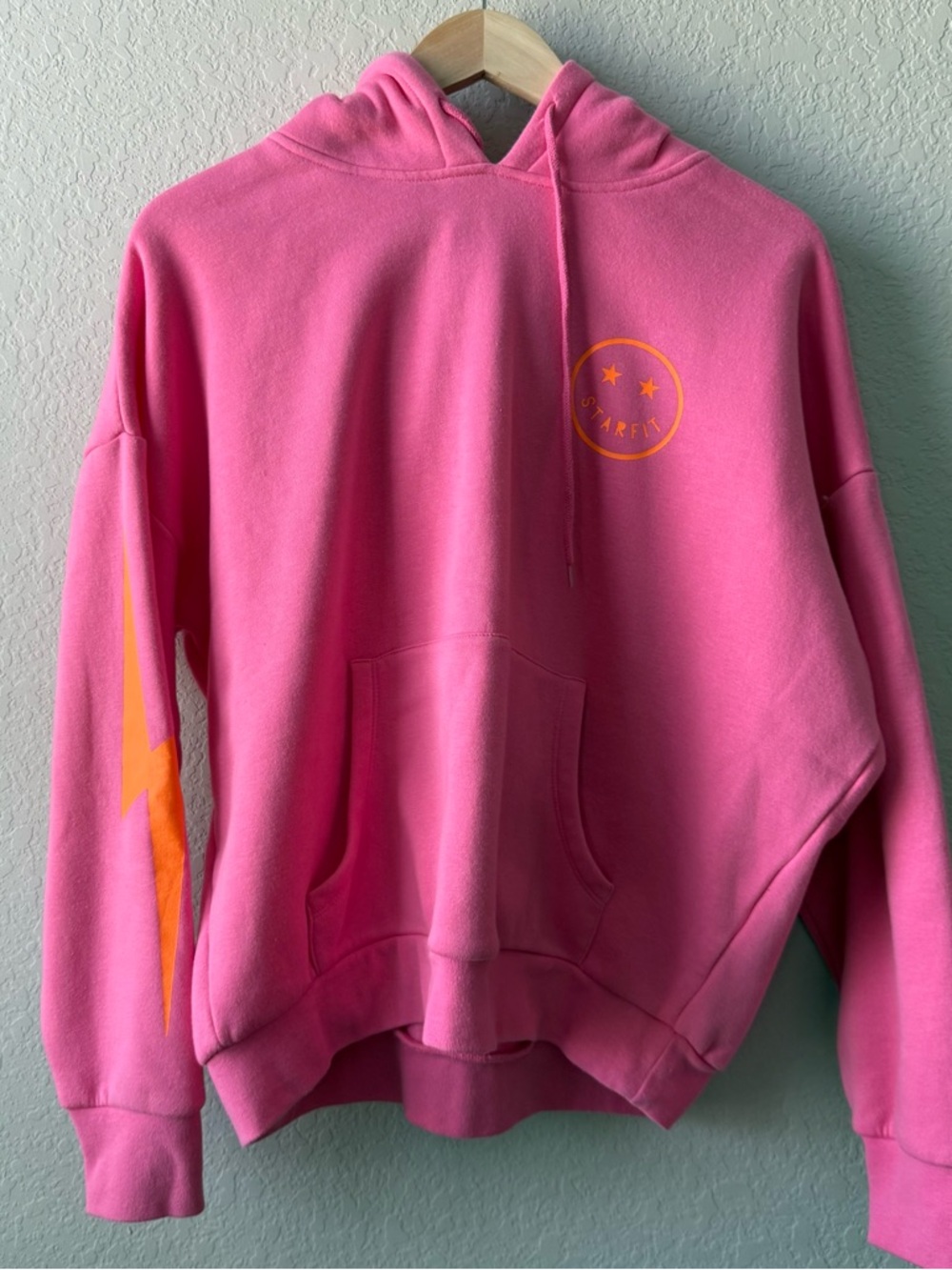 Starfit Pink Pullover Hoodie with Orange Logo
